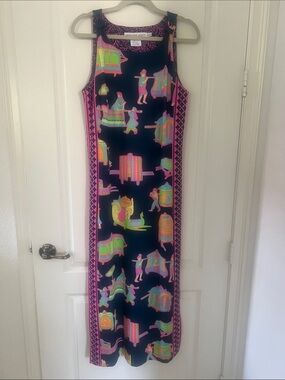 Gretchen Scott navy  Print Maxi Dress sz S